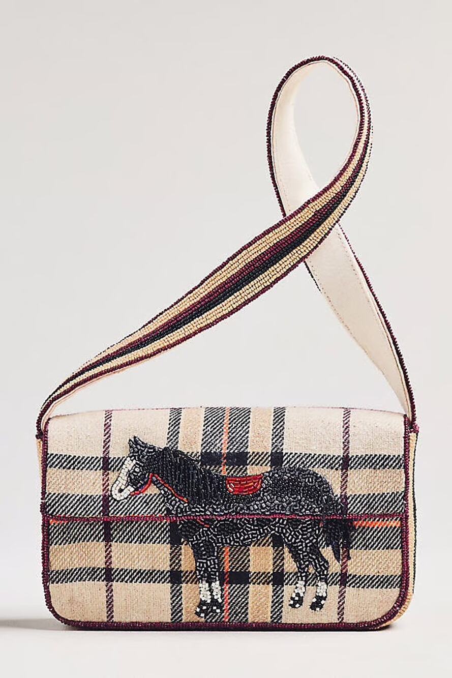 nwt ANTHROPOLOGIE The Fiona Beaded Bag: Animal Icon Edition Horse